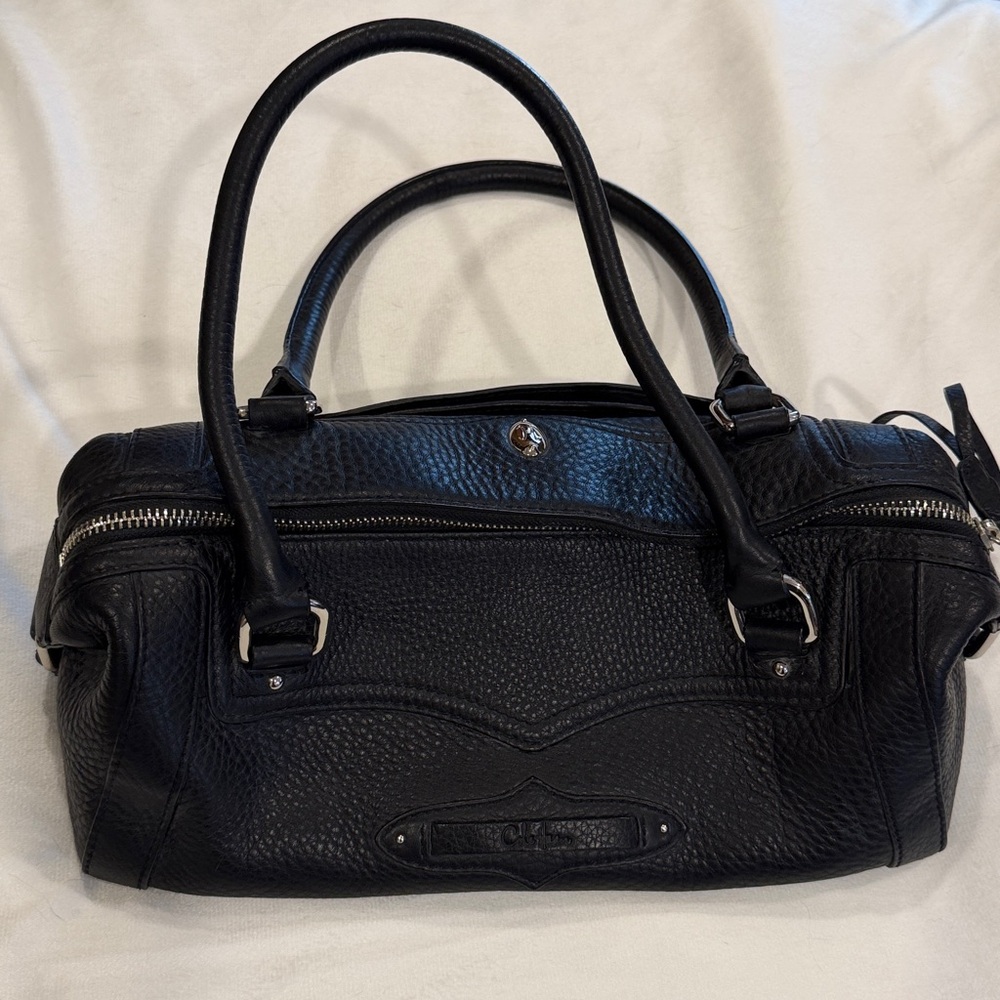 Cole Haan Black Pebble Leather Barrel Bag